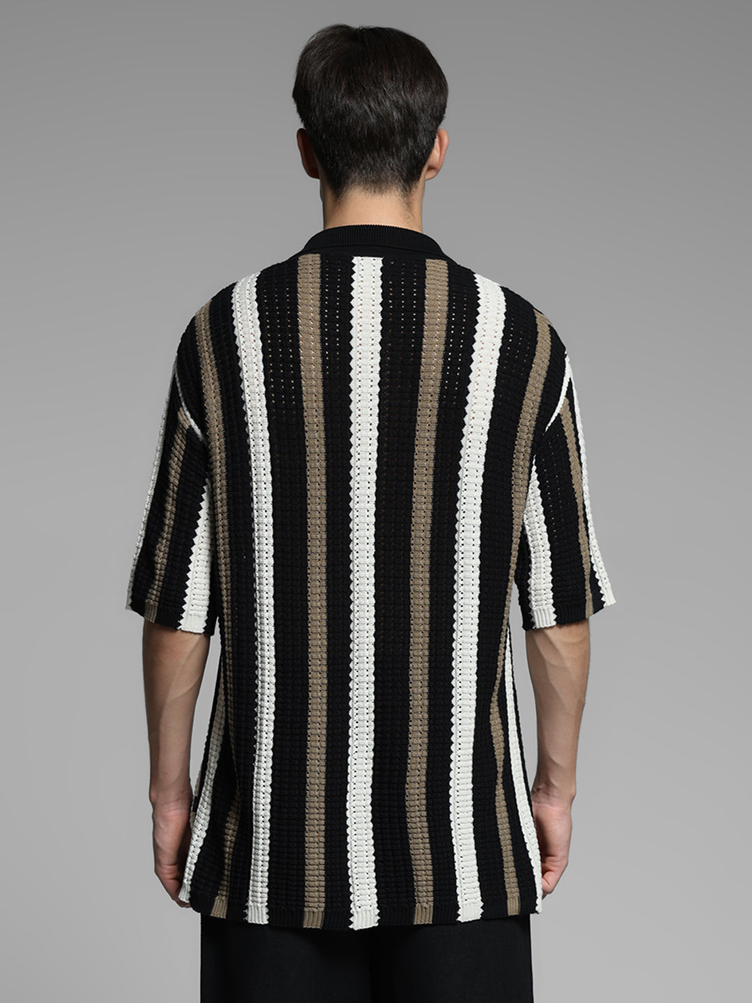 Black Colourblocked Oversized Polo