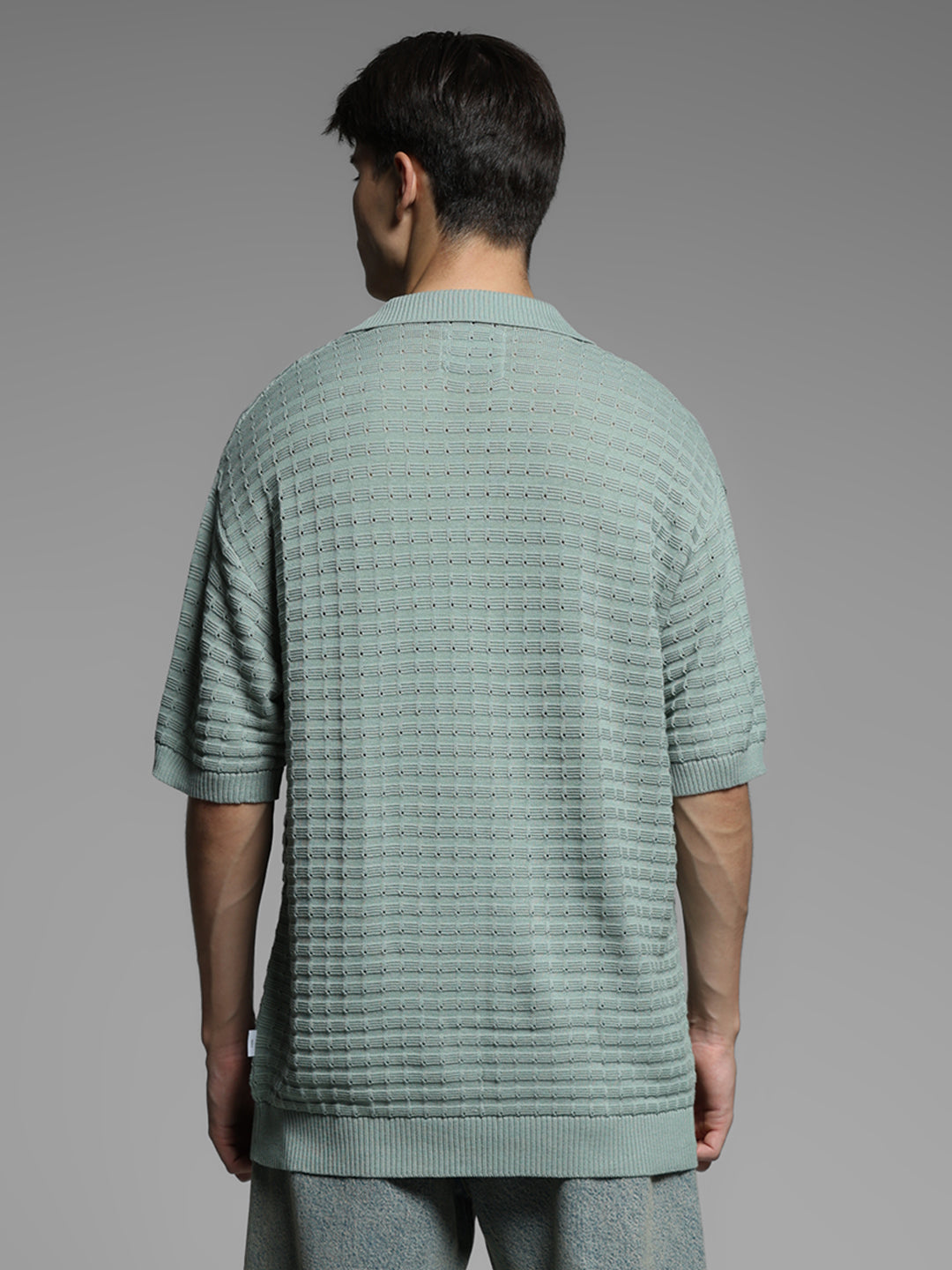 Green Jacquard Oversized Polo