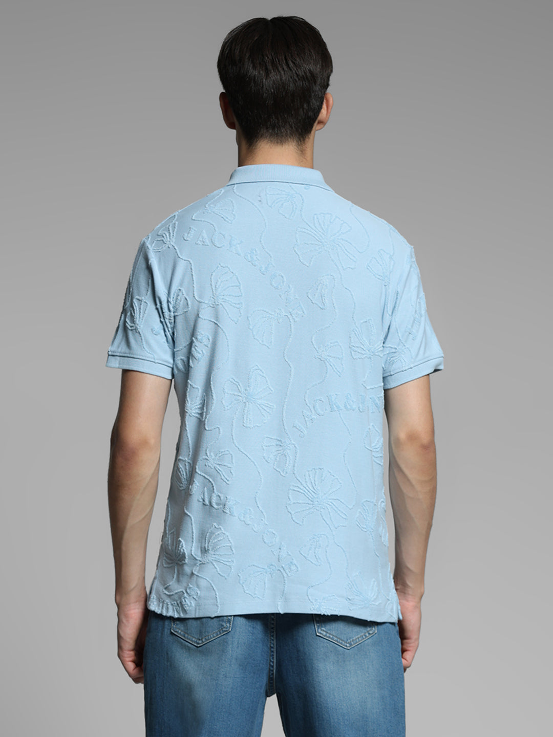 Blue Floral Embroidery Polo
