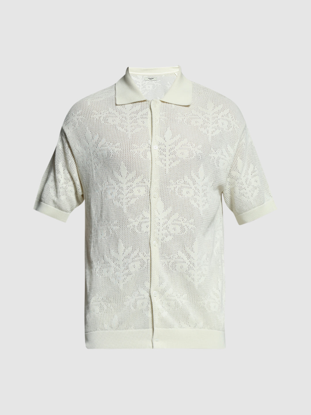 White Jacquard Front Open Polo