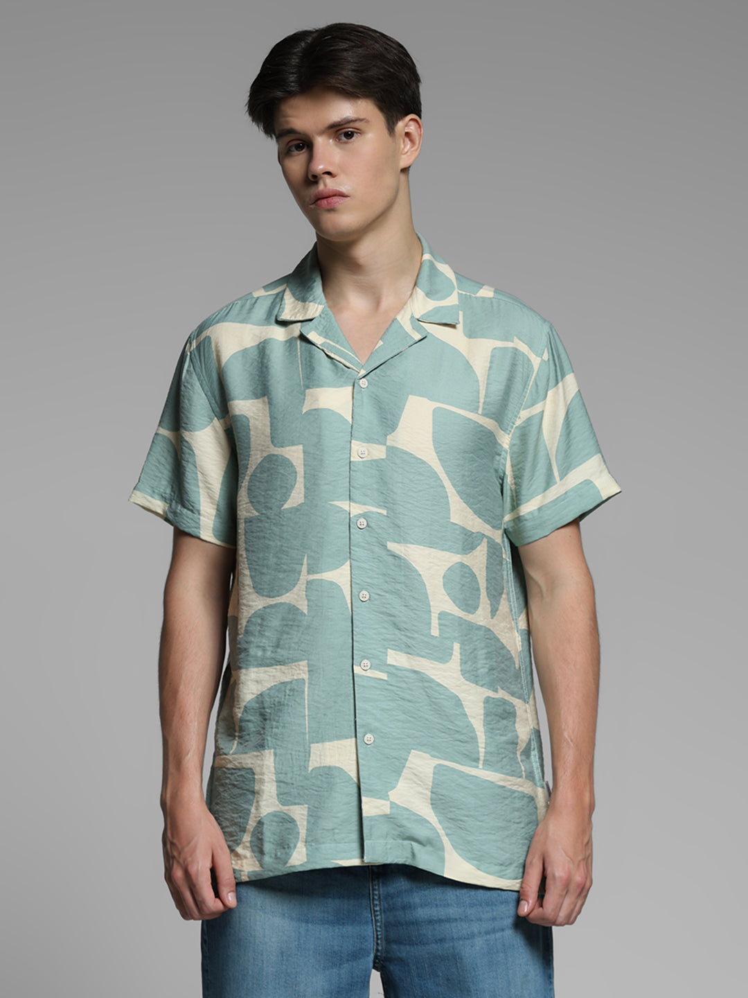 Green Printed Comfort Fit Shirt