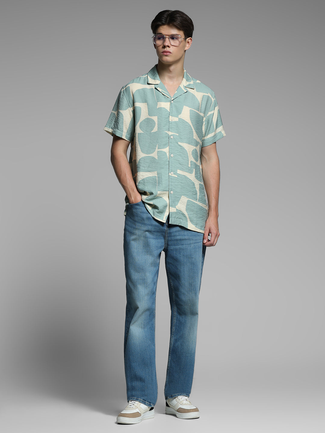 Green Printed Comfort Fit Shirt