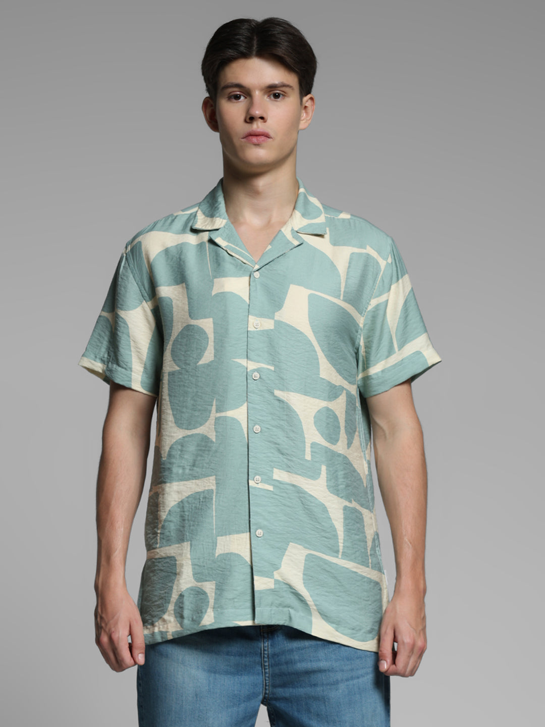 Green Printed Comfort Fit Shirt