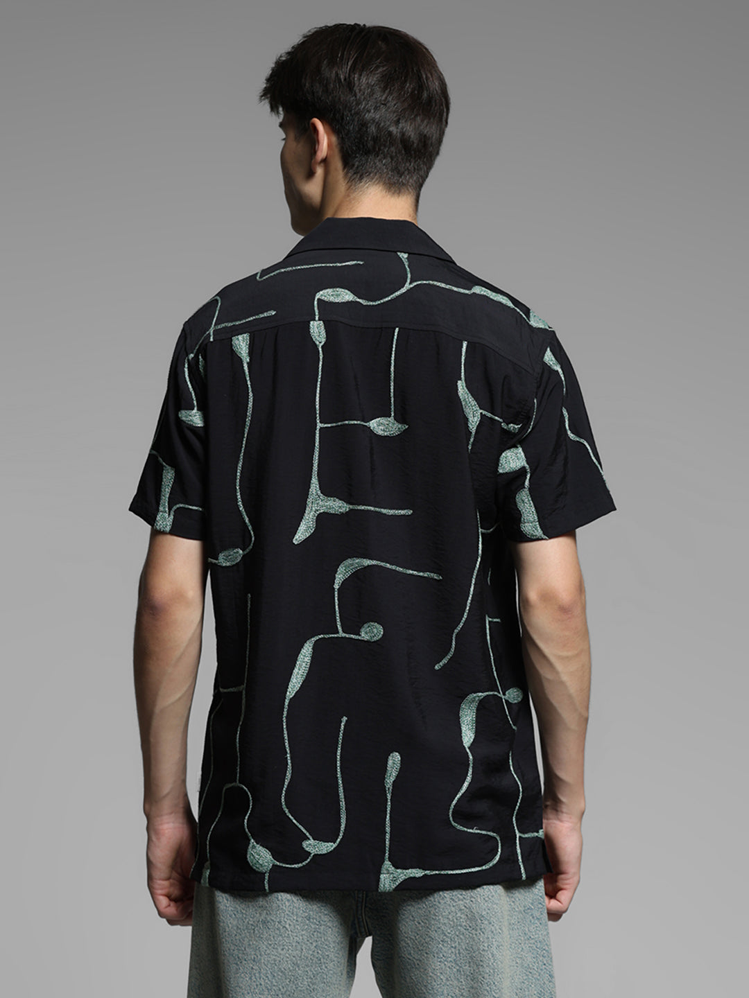 Black Embroidered Comfort Fit Shirt