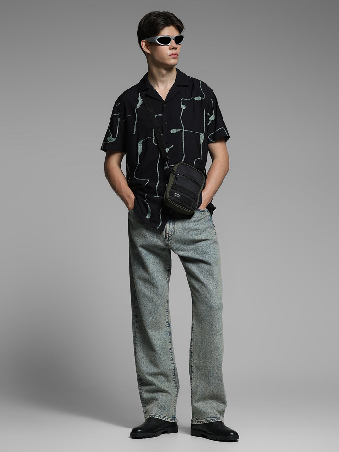 Black Embroidered Comfort Fit Shirt