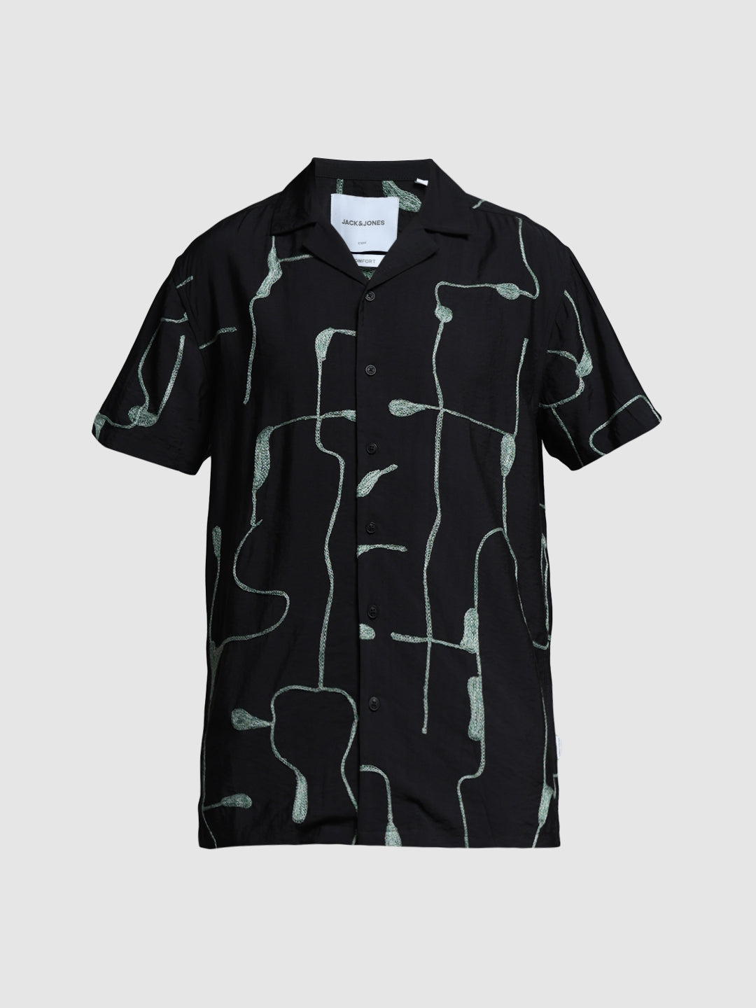 Black Embroidered Comfort Fit Shirt