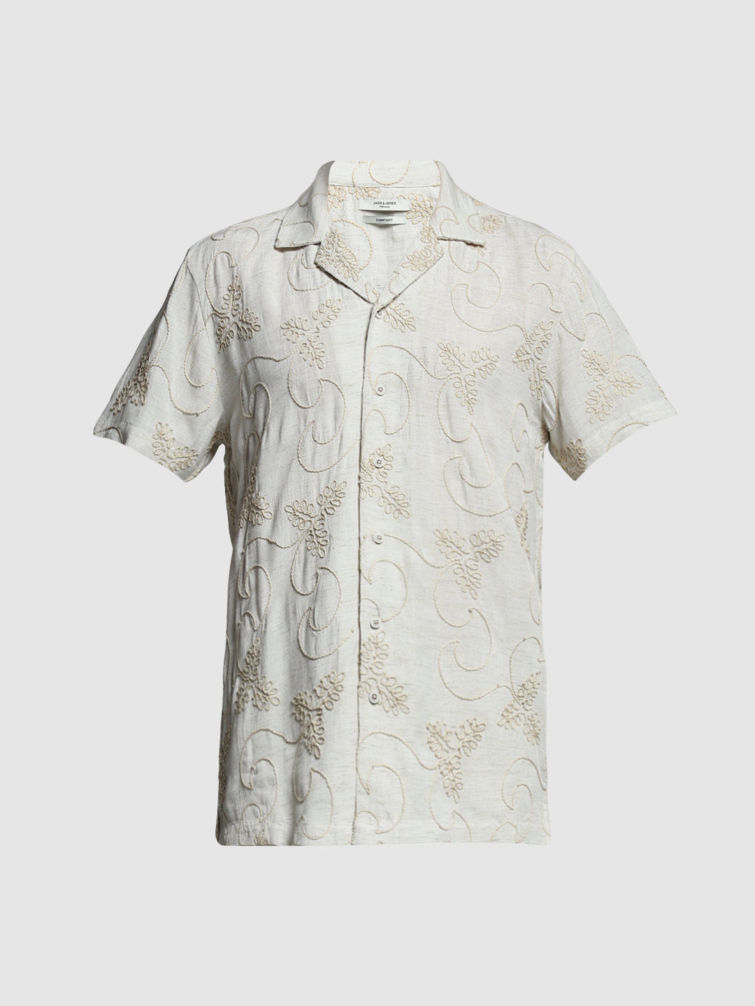 Grey Embroidered Comfort Fit Shirt