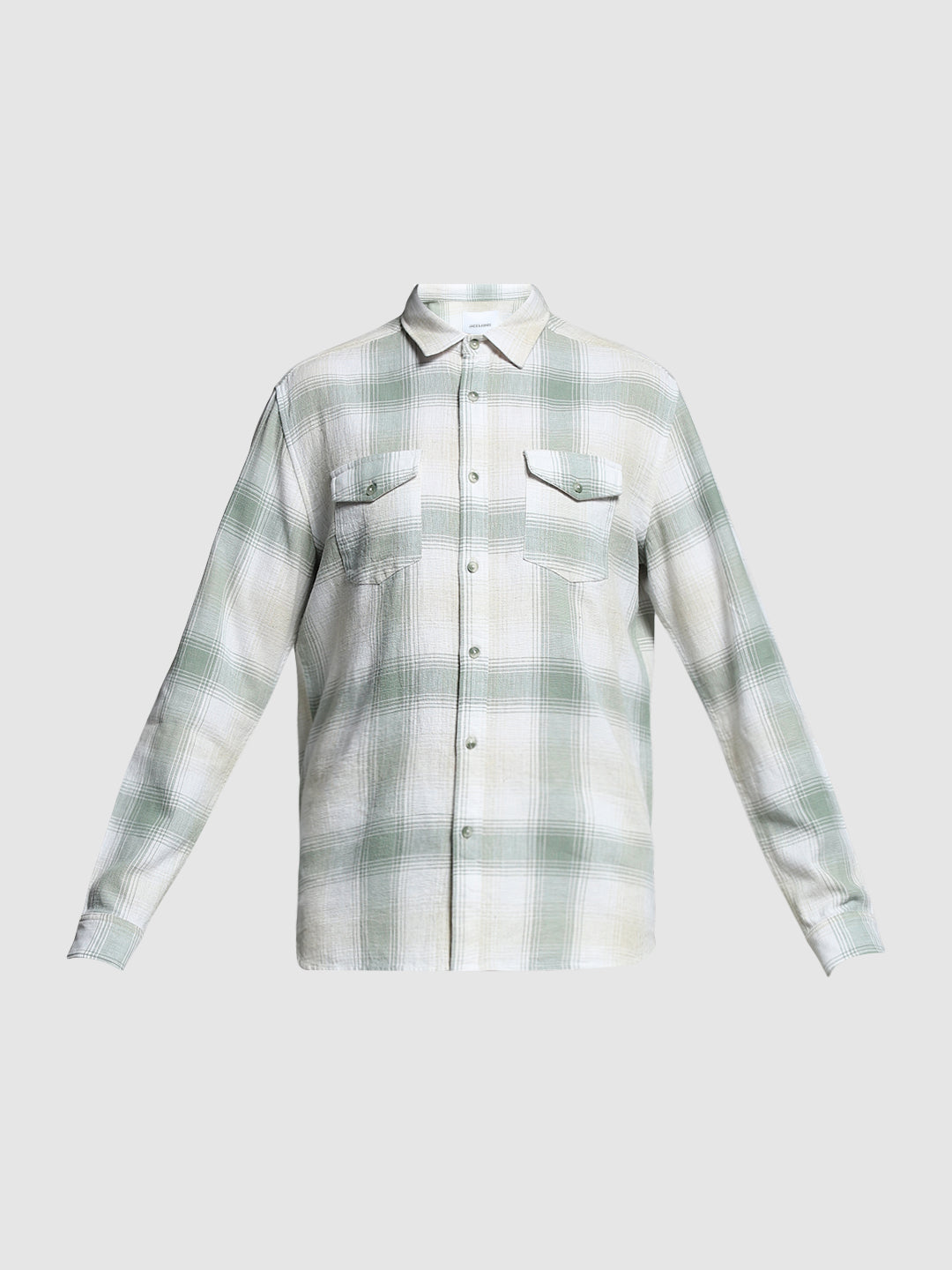 Light Green Check Linen Blend Shirt