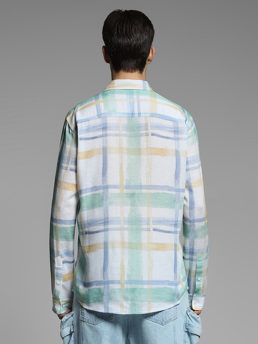 Men's Regular Fit Polyester Checked Shirt With Long Sleeves