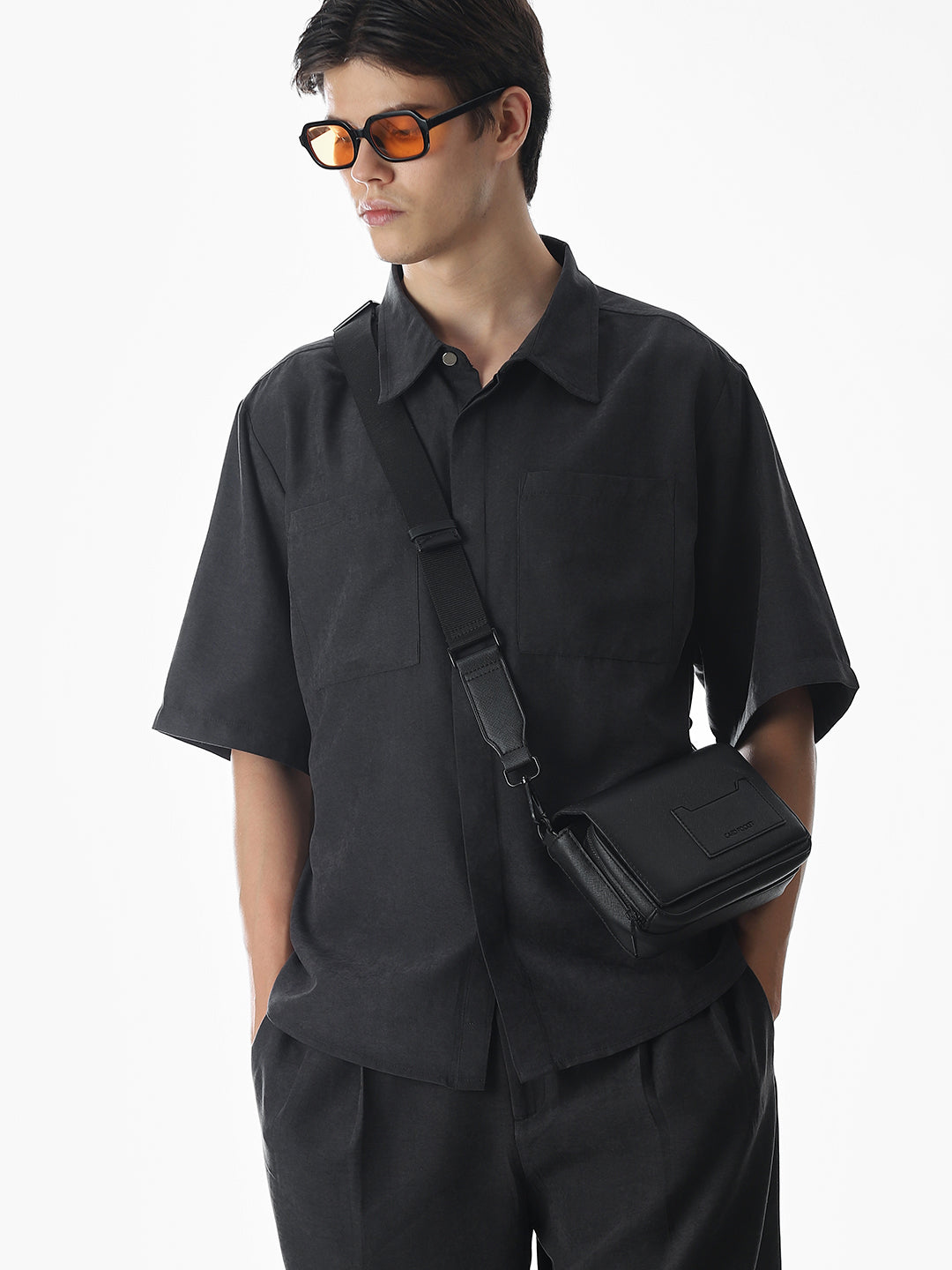 Dark Grey Short Sleeves Overshirt