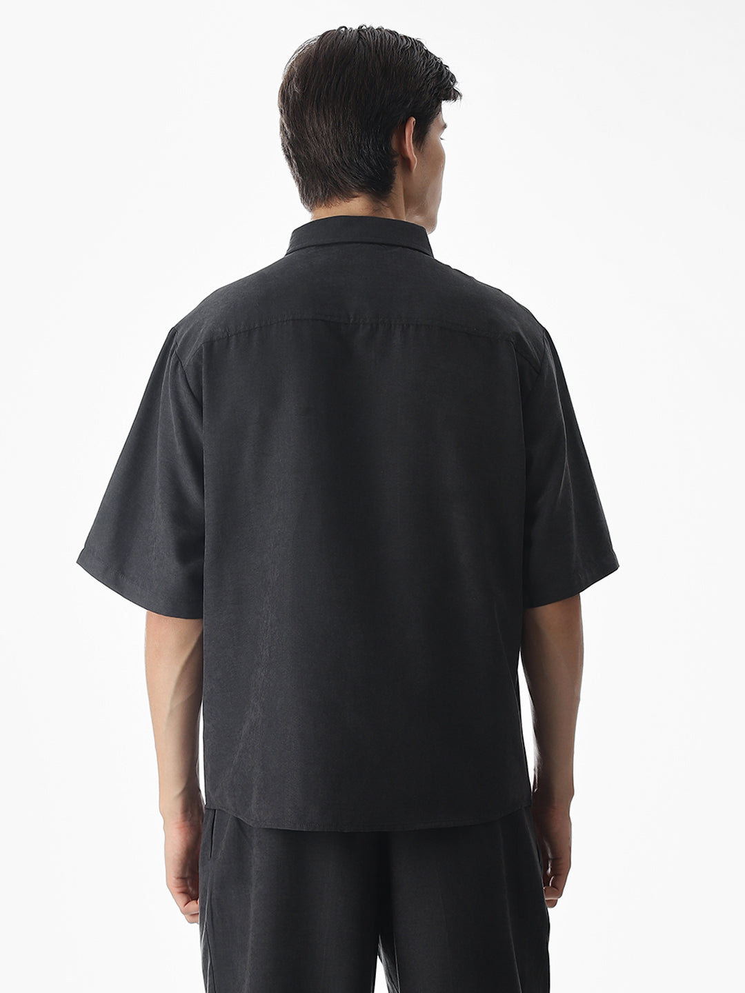 Dark Grey Short Sleeves Overshirt