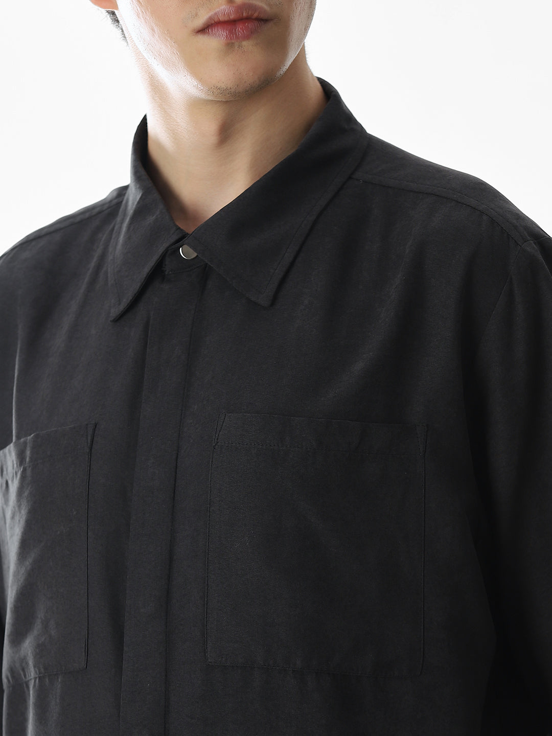 Dark Grey Short Sleeves Overshirt