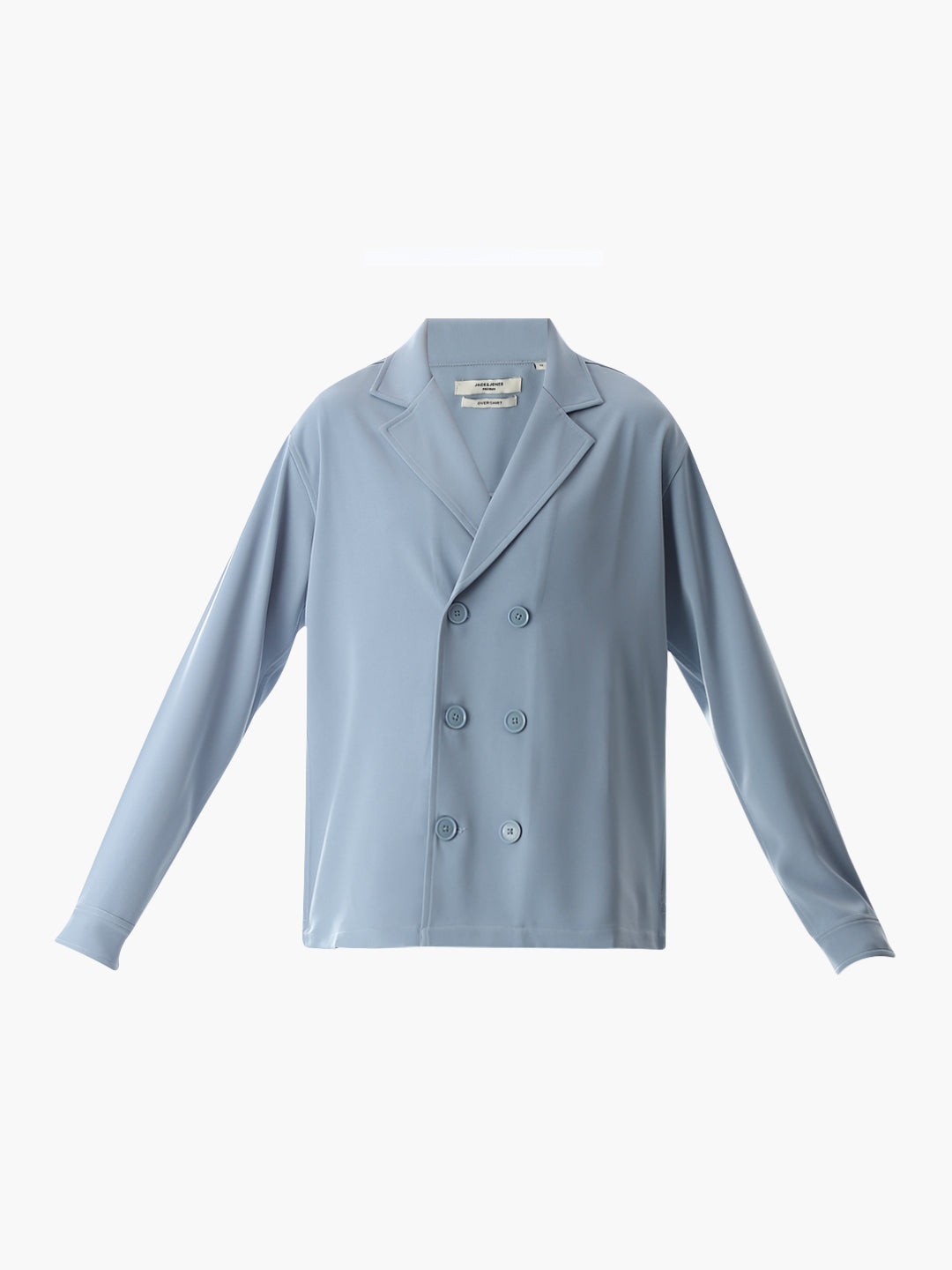 Blue Lapel Collar Button Overshirt