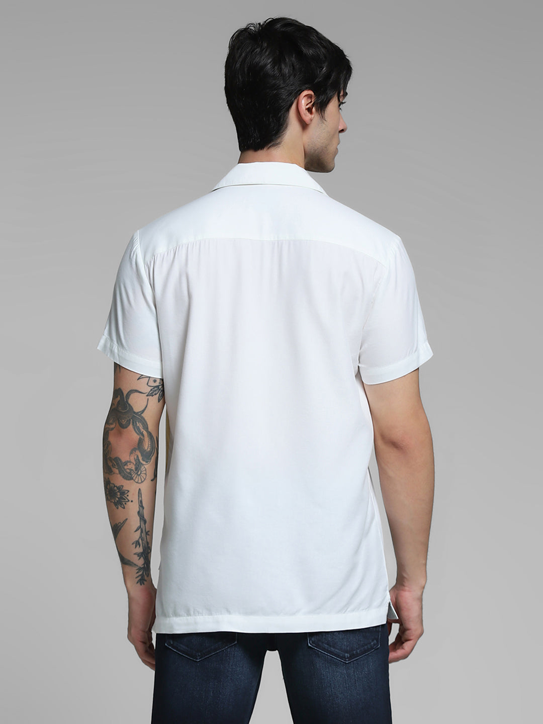 White Printed Comfort Fit Shirt