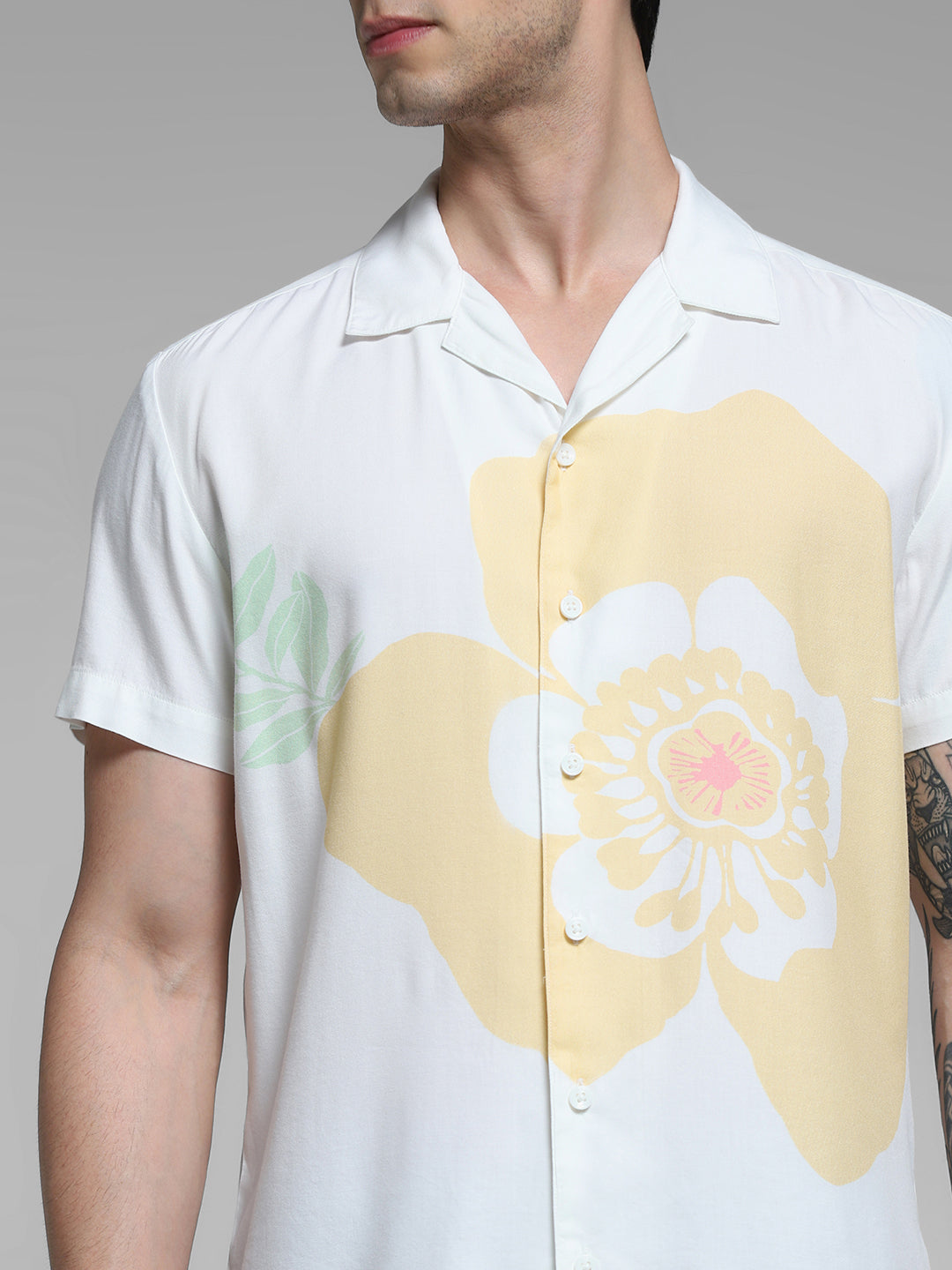 White Printed Comfort Fit Shirt