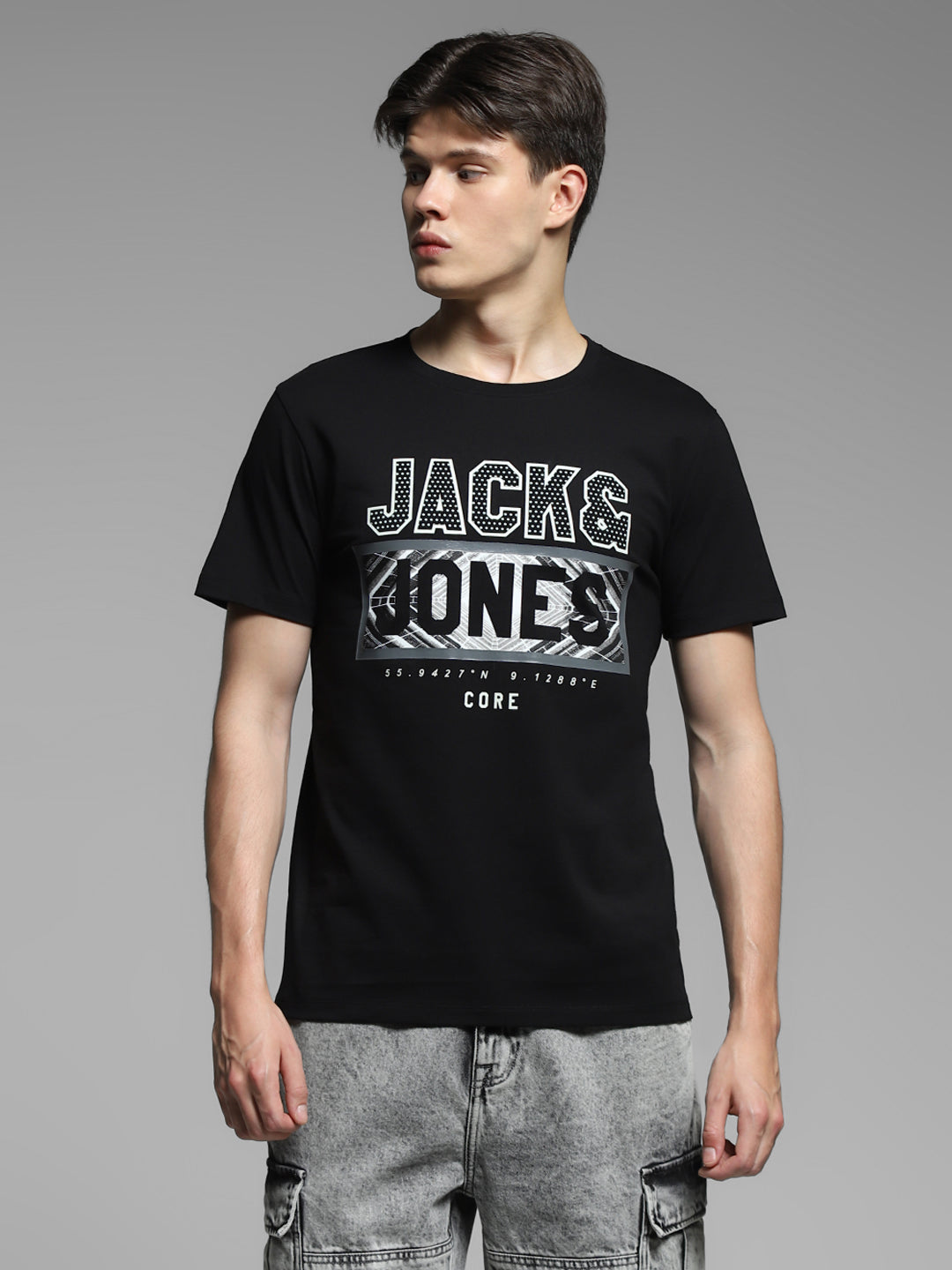 Black Logo Print Cotton T-shirt