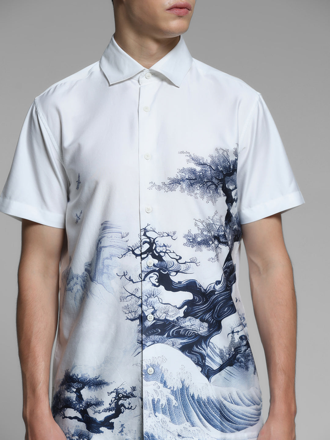 White Printed Comfort Fit Shirt