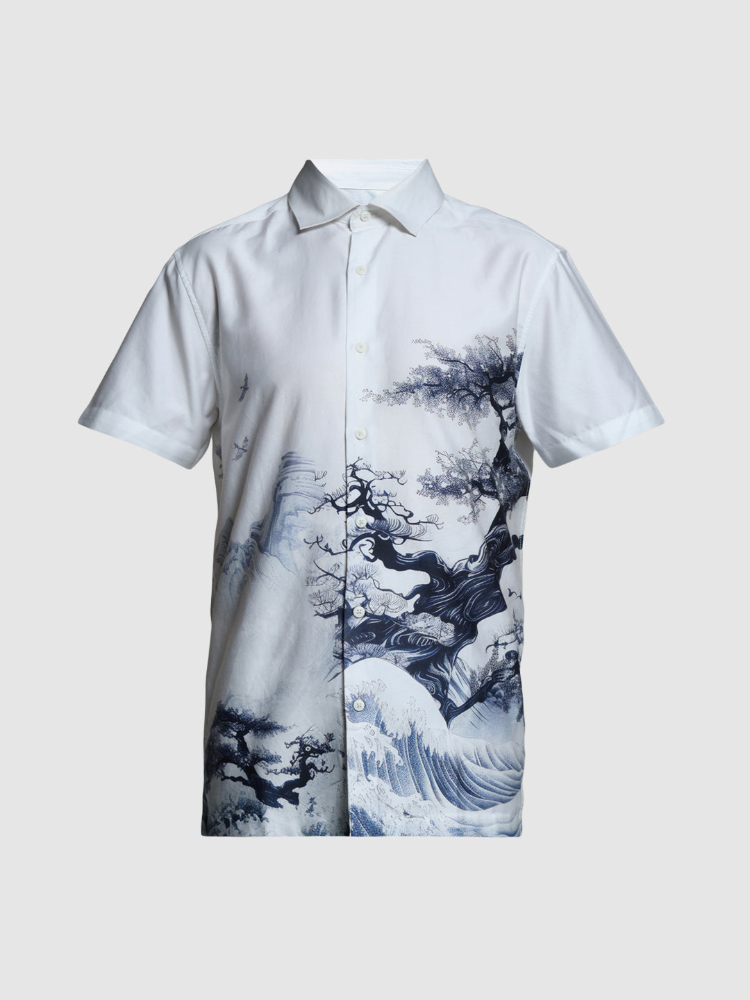 White Printed Comfort Fit Shirt