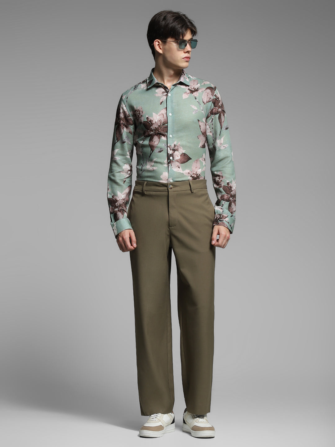 JACK&JONES Green Floral Linen Blend Shirt