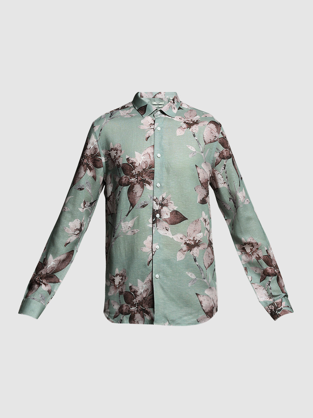 JACK&JONES Green Floral Linen Blend Shirt