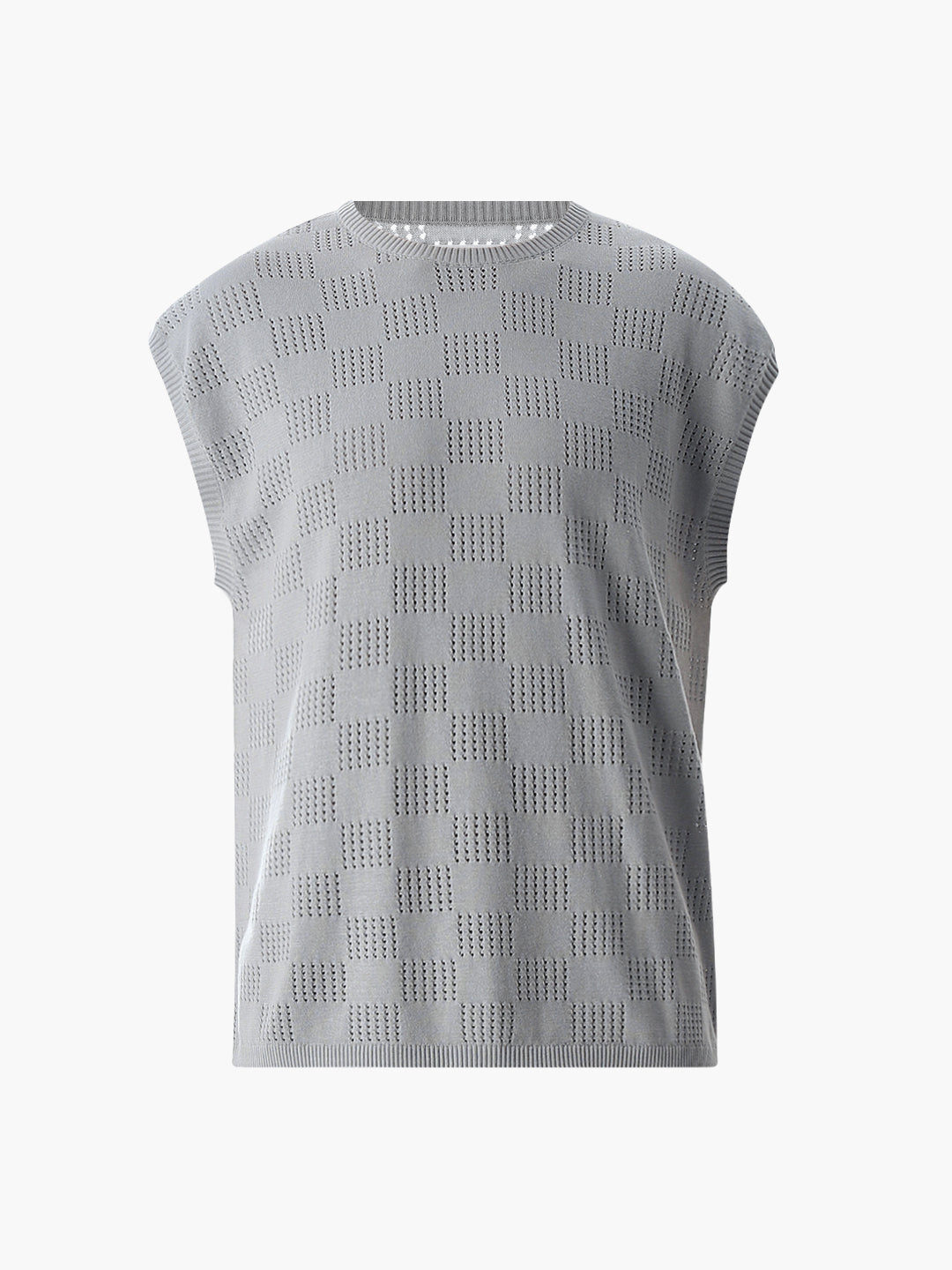 Grey Knitted Jacquard Tank