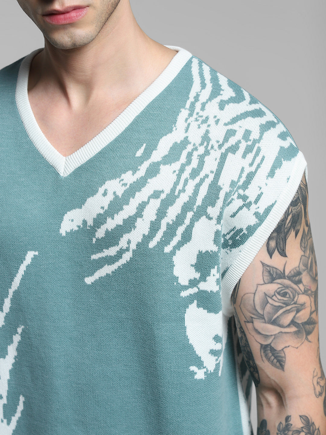 Green Printed Oversized Pullover