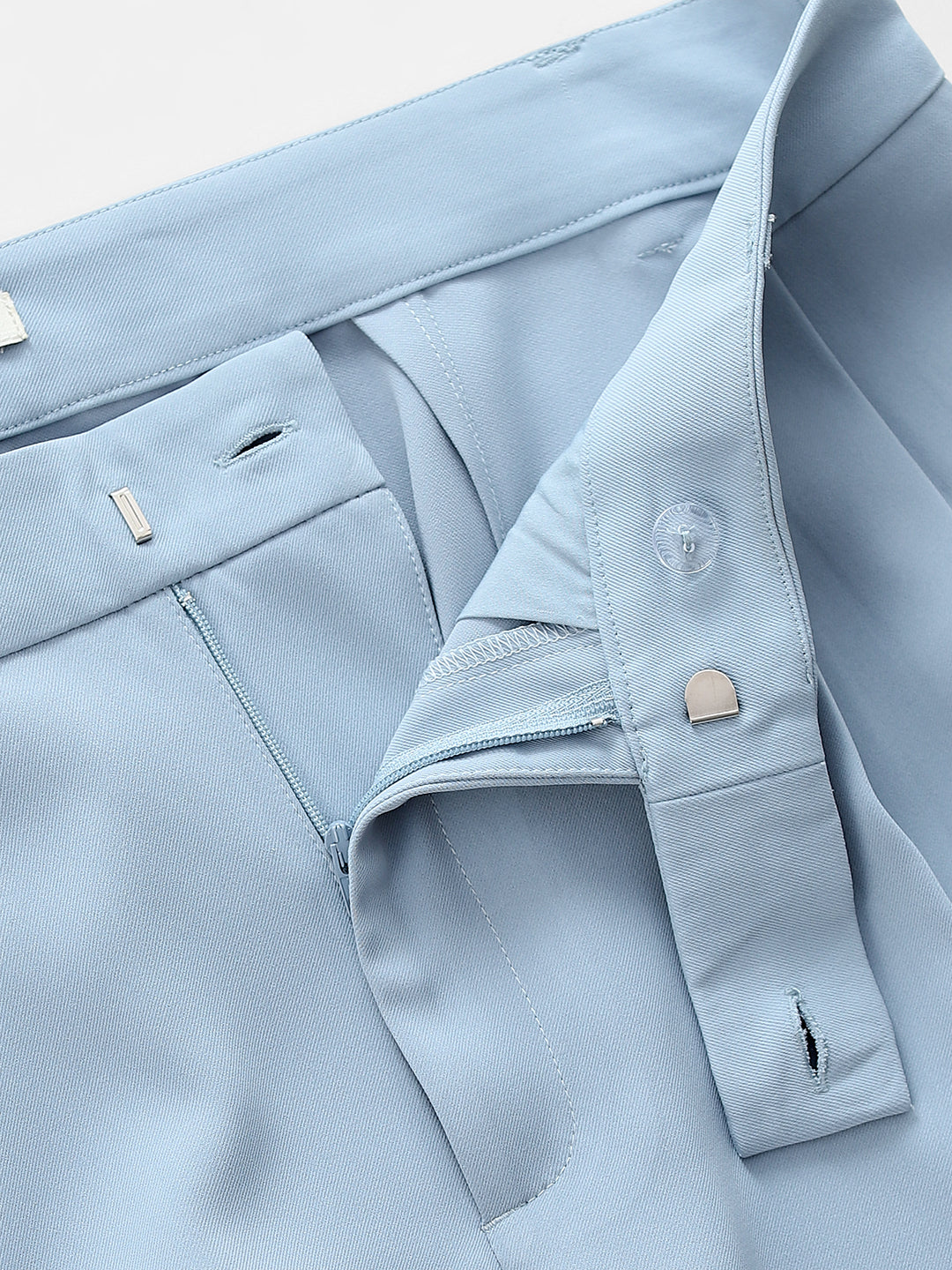 Light Blue Mid Rise Loose Fit Pants