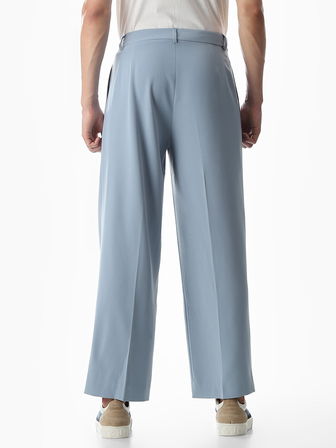 Light Blue Mid Rise Loose Fit Pants