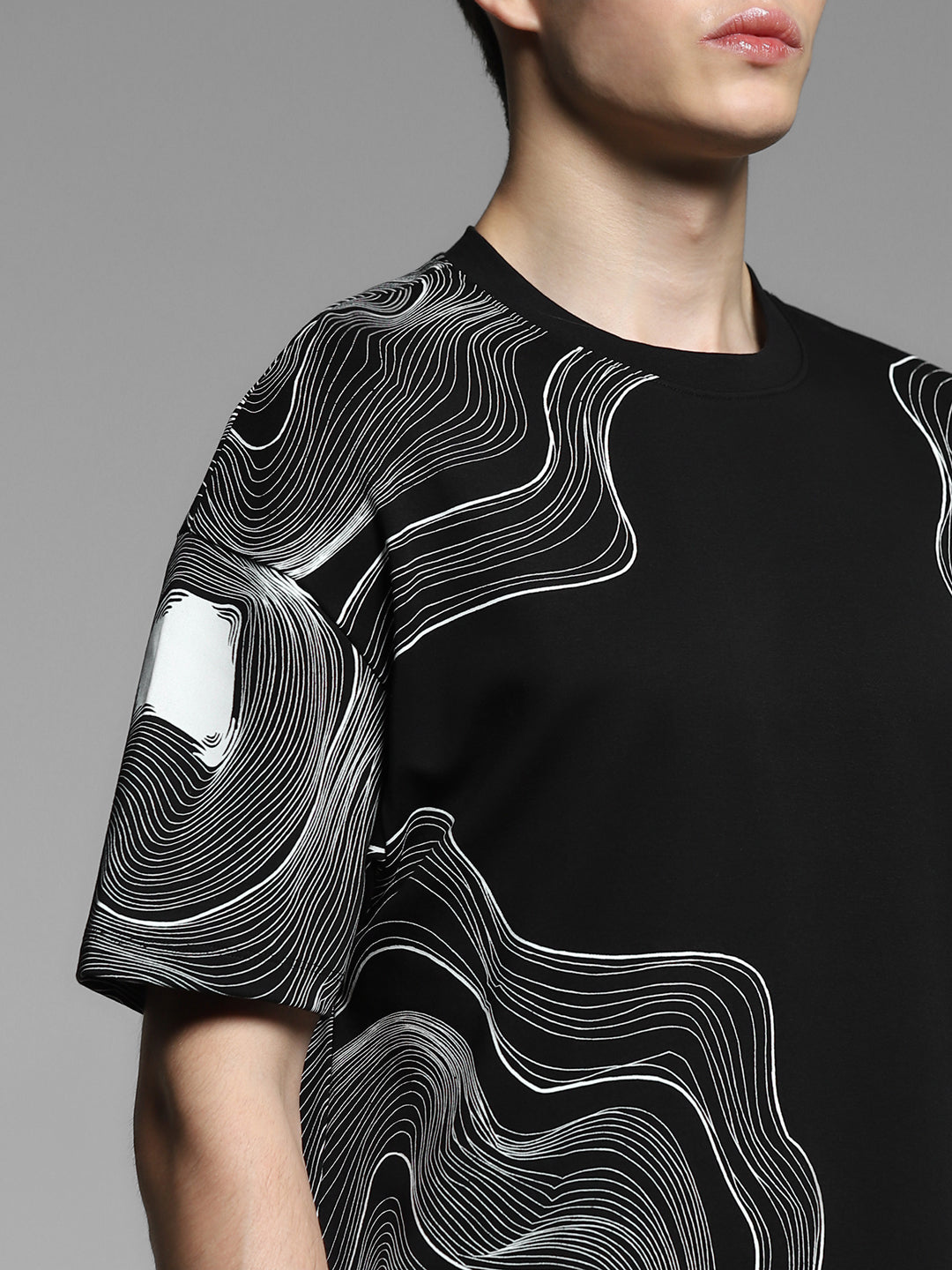 Black Printed Oversized Shirt