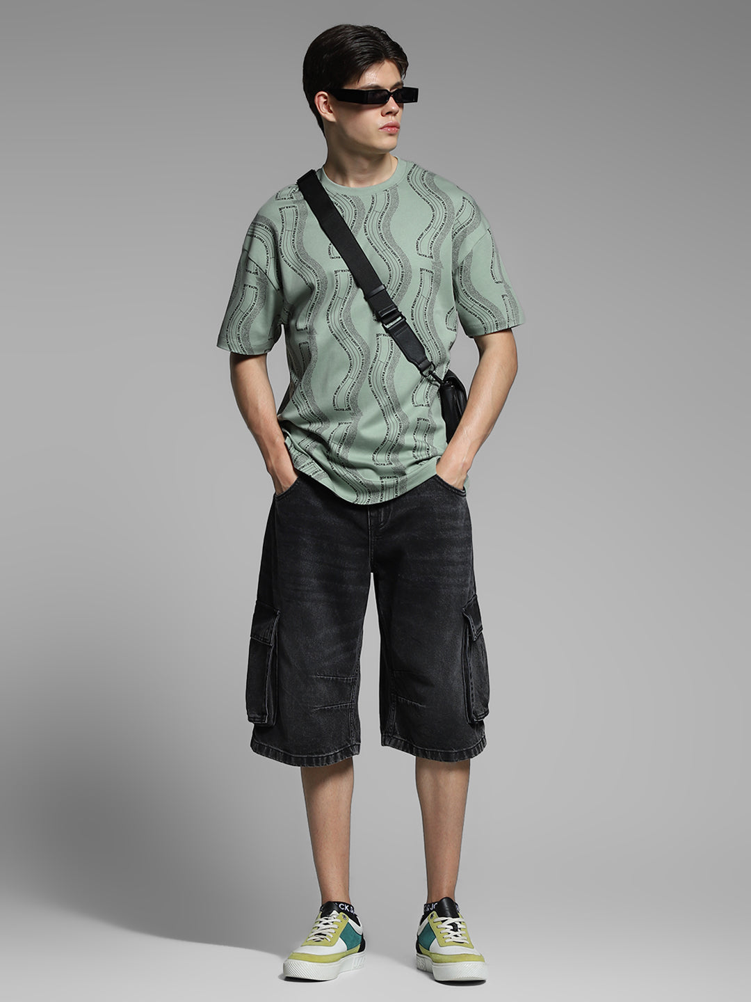 Green Printed Oversized Shirt