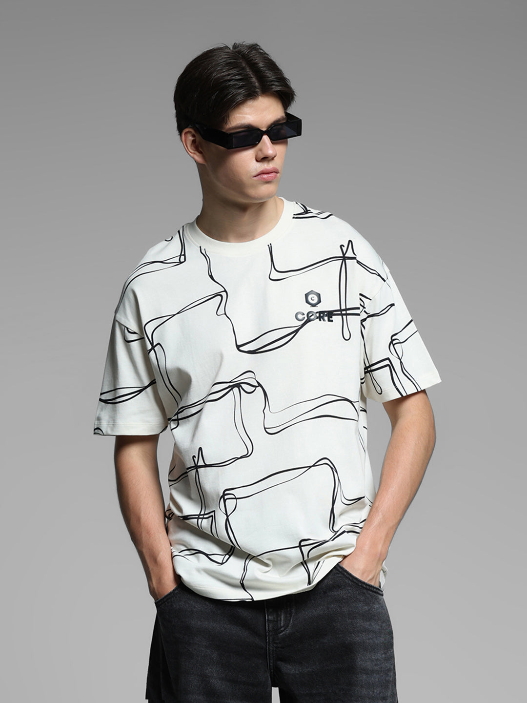 White Printed Oversized T-shirt