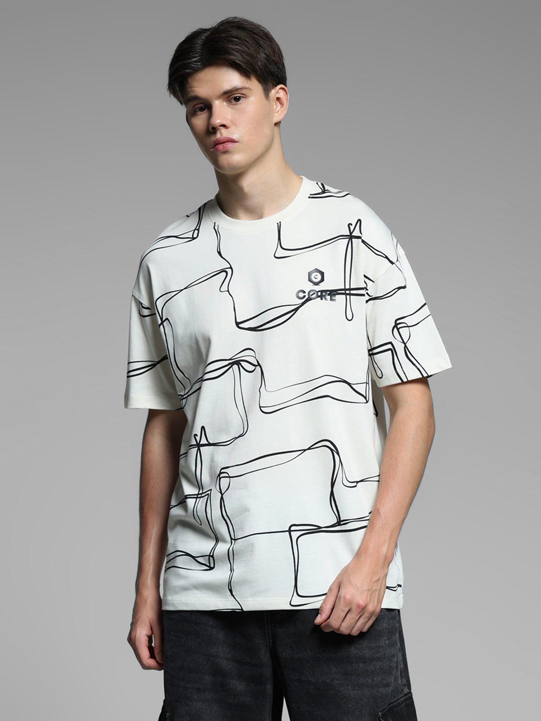 White Printed Oversized T-shirt