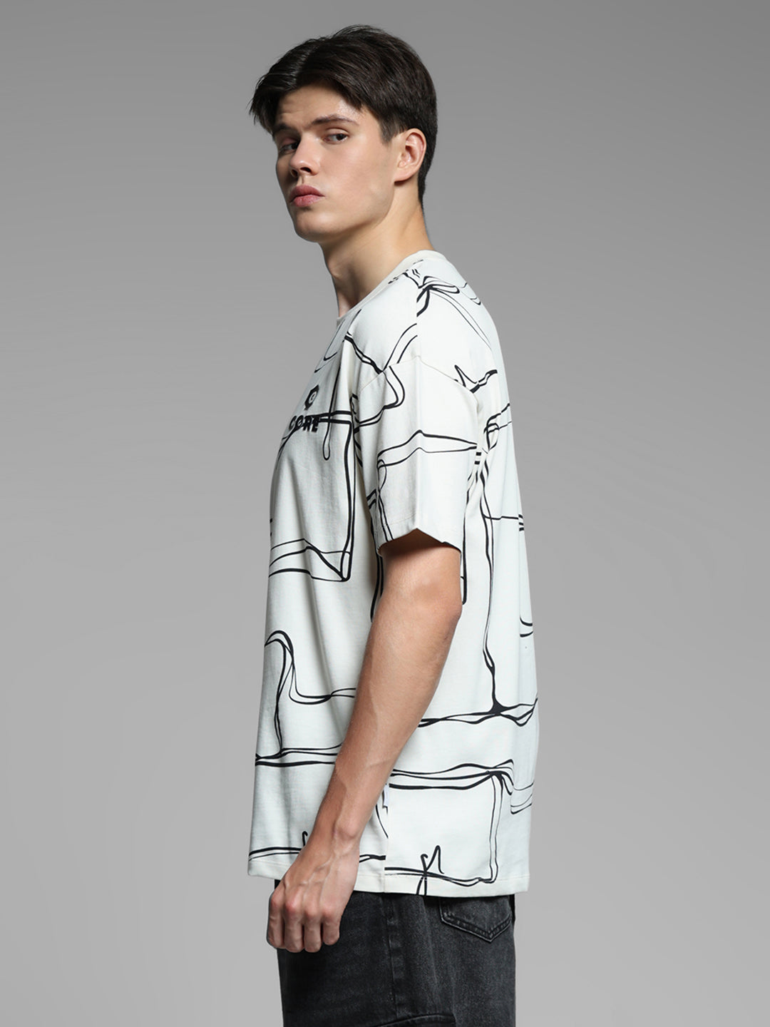 White Printed Oversized T-shirt
