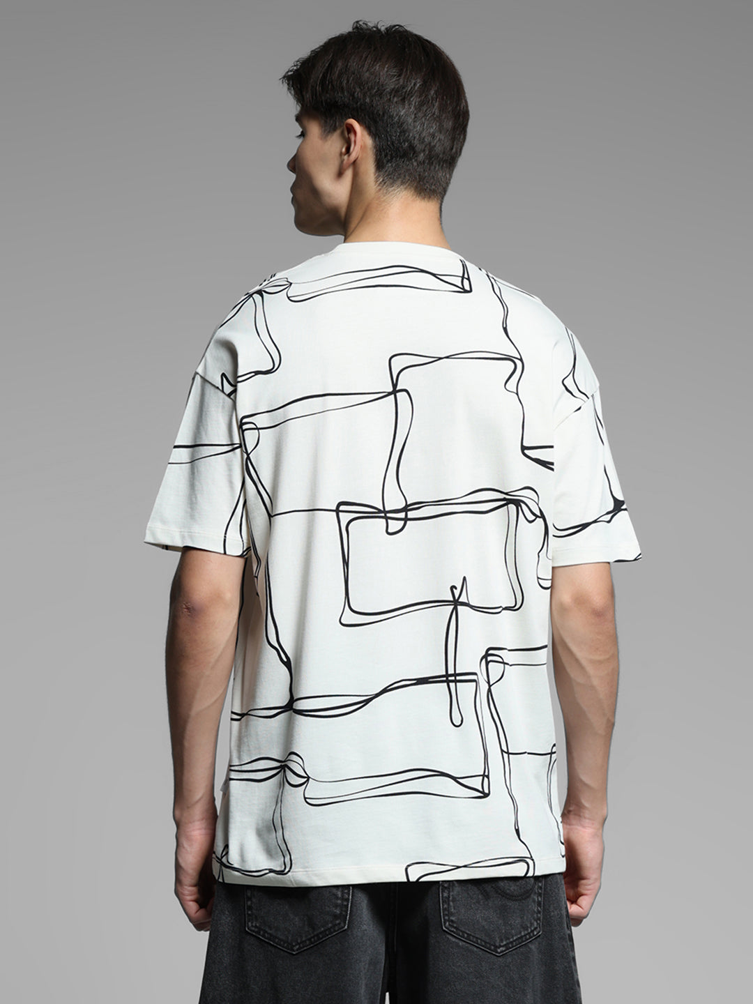 White Printed Oversized T-shirt