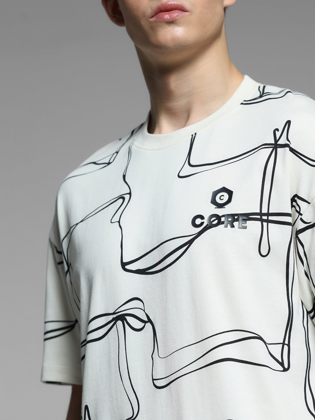 White Printed Oversized T-shirt