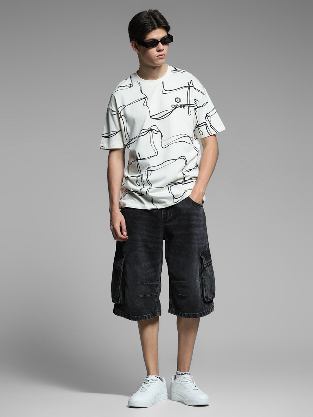 White Printed Oversized T-shirt