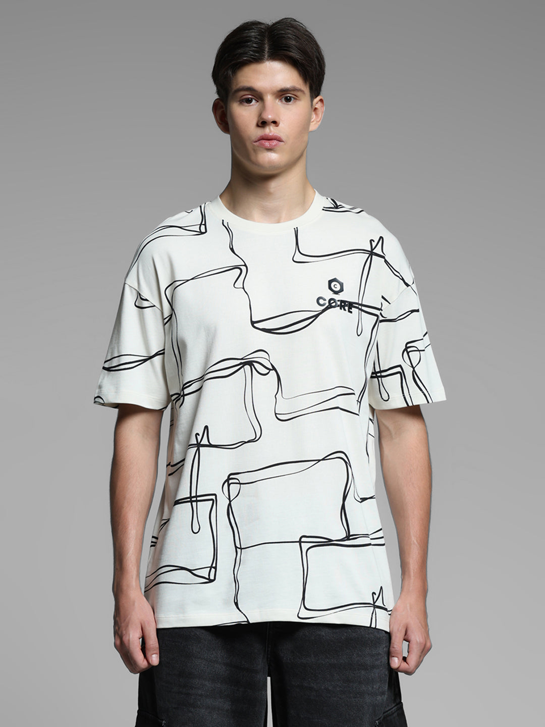 White Printed Oversized T-shirt