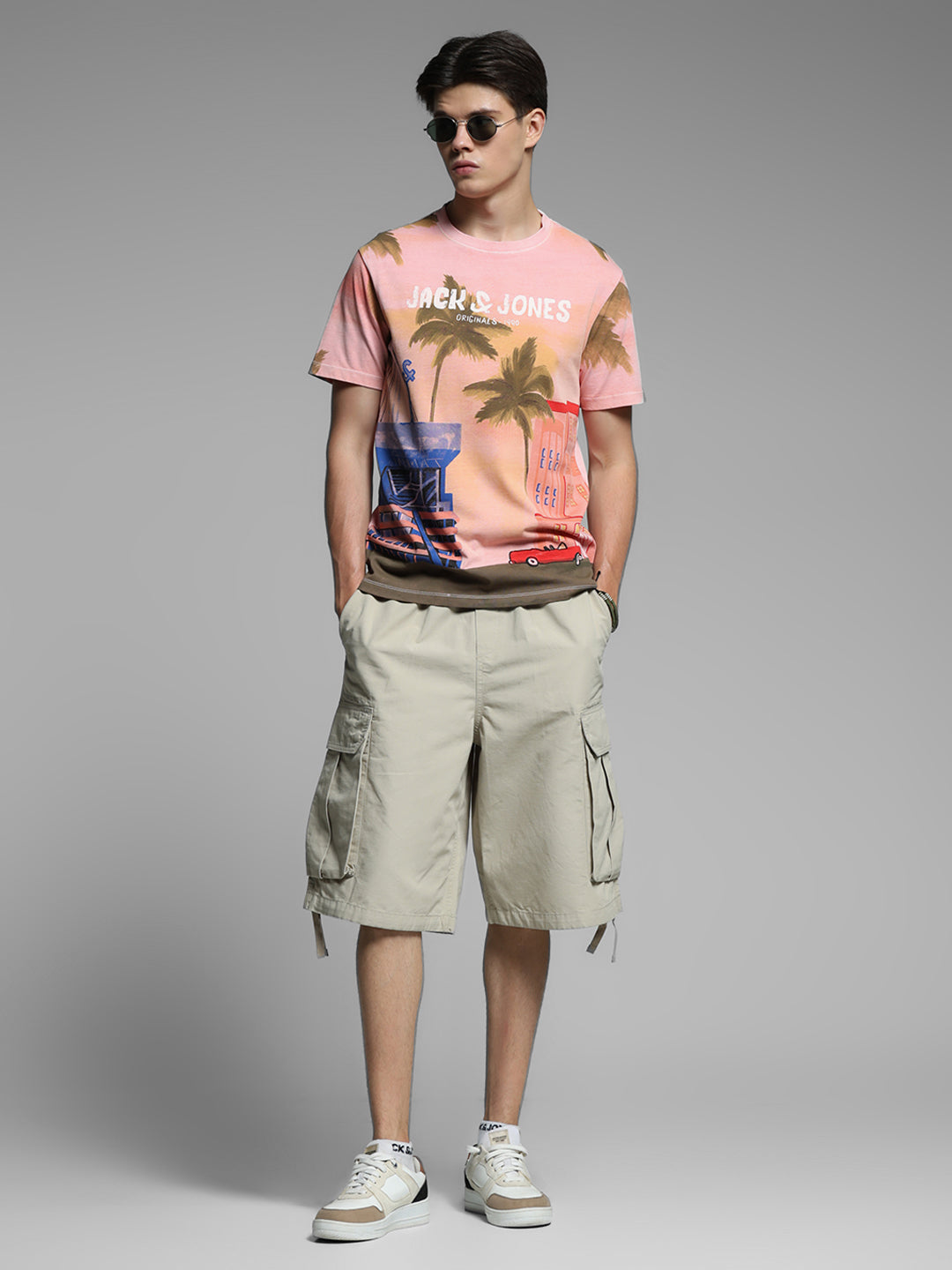Pink Printed Cotton T-shirt