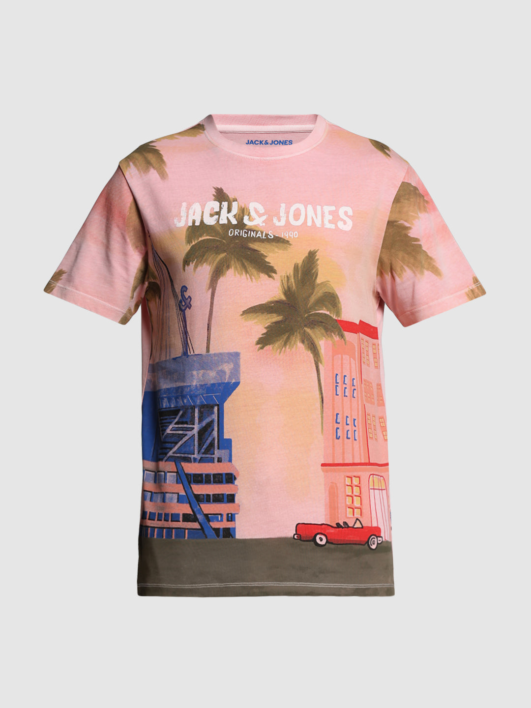 Pink Printed Cotton T-shirt