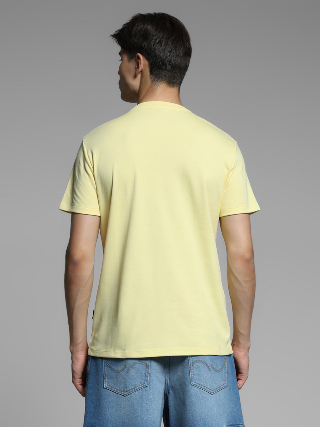 Yellow Printed Cotton T-shirt