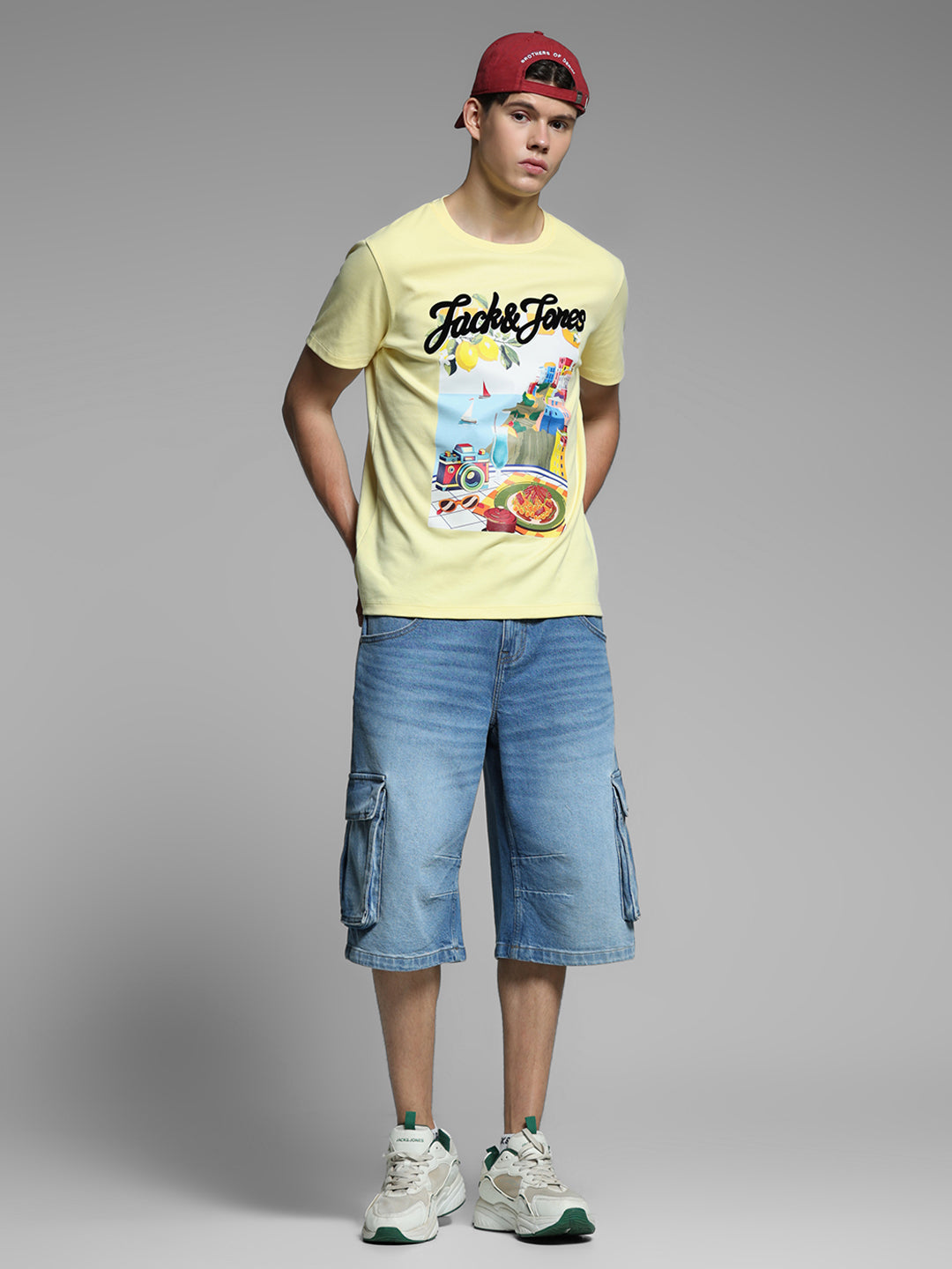 Yellow Printed Cotton T-shirt