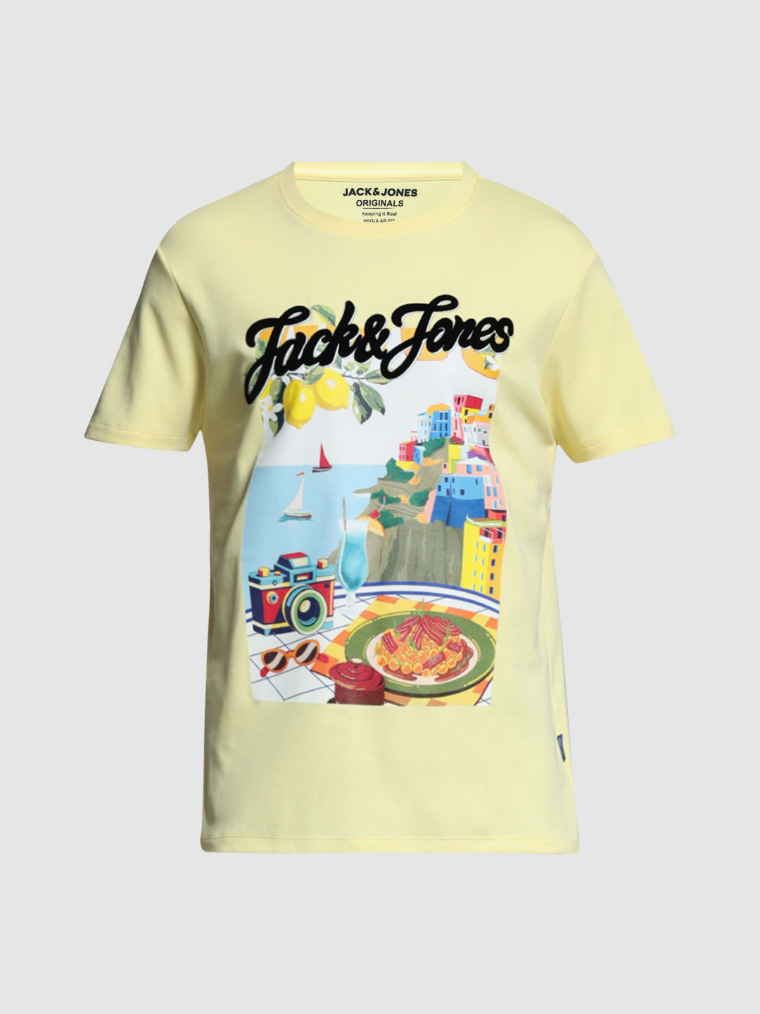 Yellow Printed Cotton T-shirt