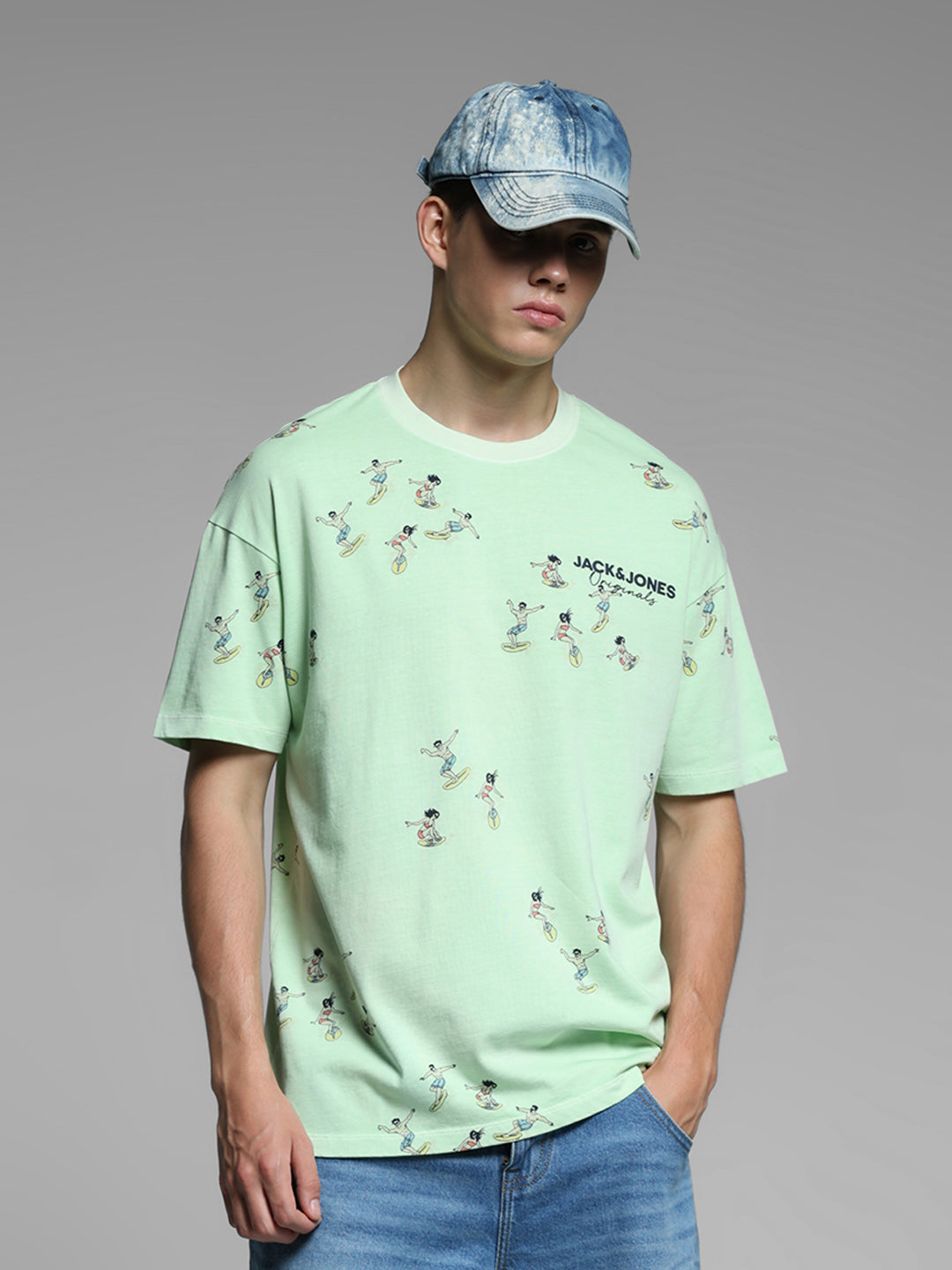 Green Printed Oversized T-shirt