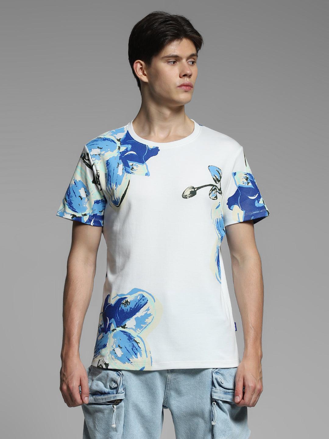 White Floral Cotton T-shirt