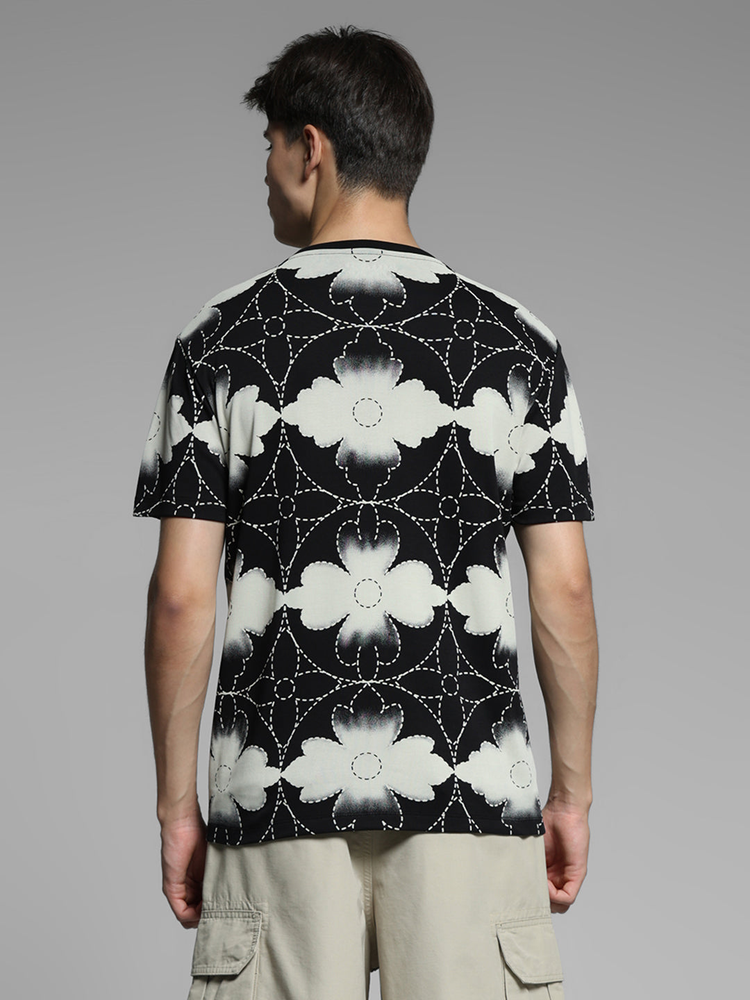 Black Printed Cotton T-shirt