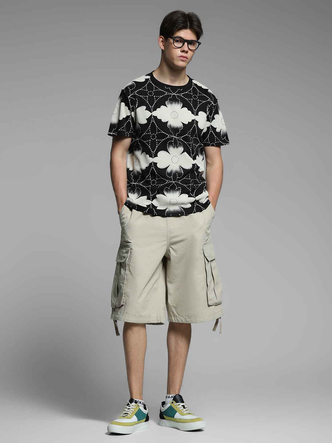 Black Printed Cotton T-shirt