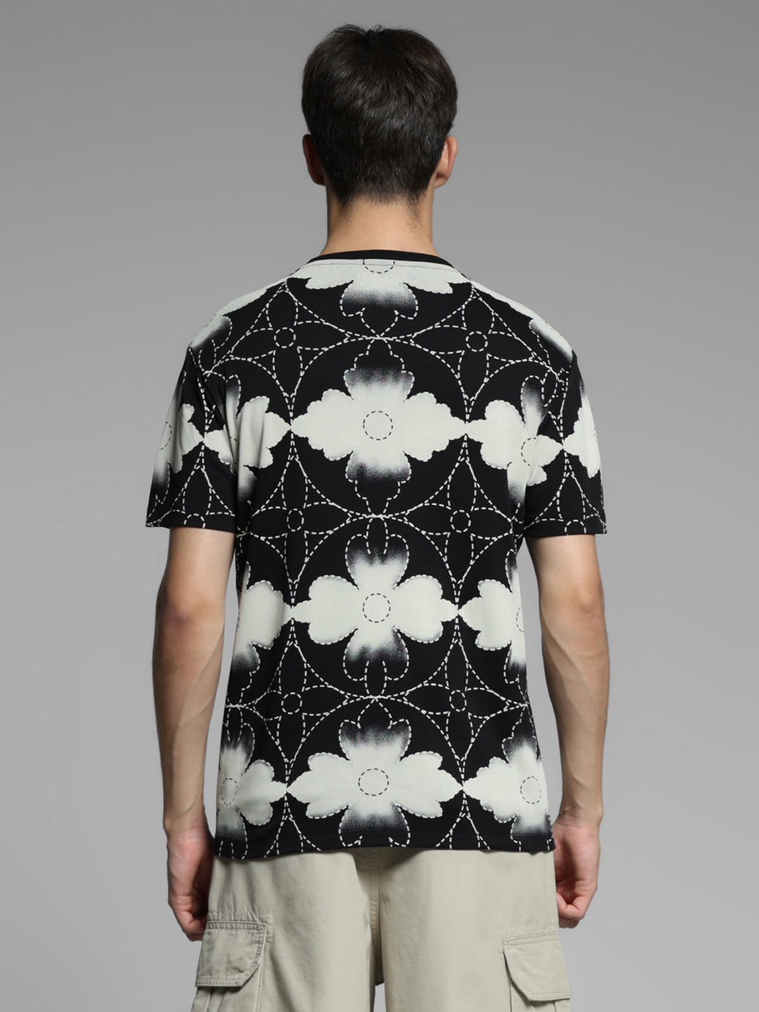 Black Printed Cotton T-shirt