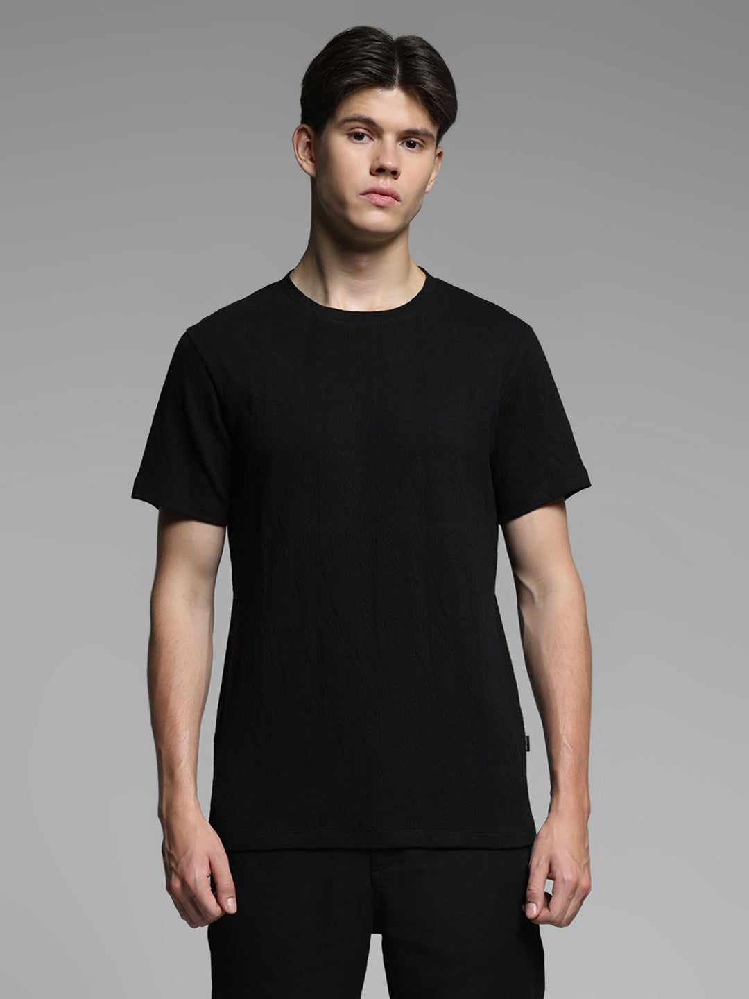 Black Cotton Crew Neck T-shirt