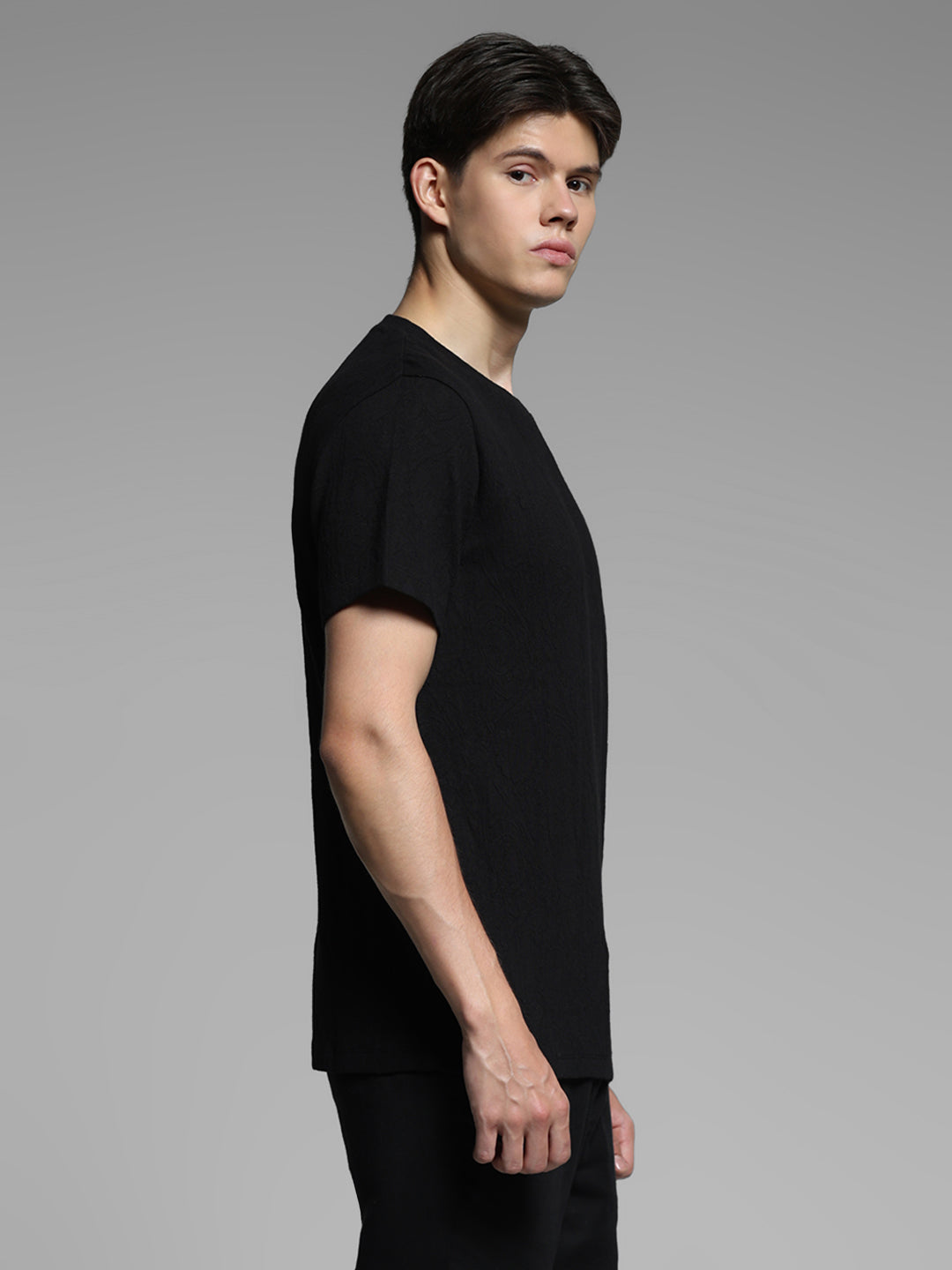 Black Cotton Crew Neck T-shirt