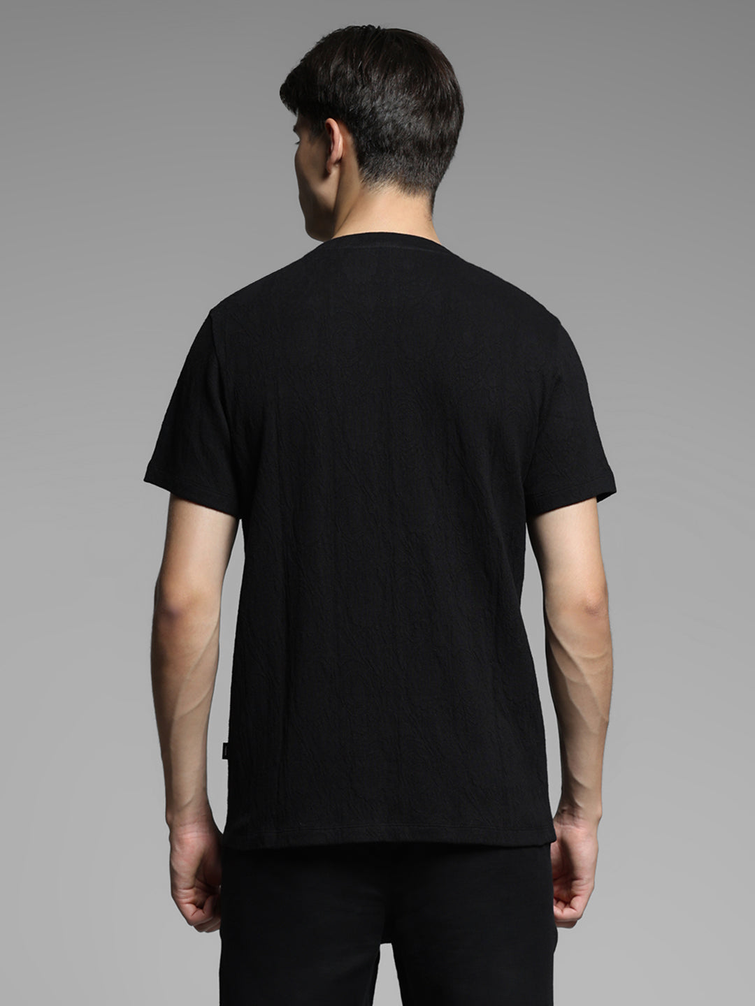 Black Cotton Crew Neck T-shirt